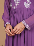 Varanga Women Lavender Zari Thread Embroidered Flared Kurta with Dupatta