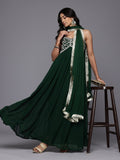 Varanga Women Green Gota Patti Zari Embroidered Yoke Long Anarkali.