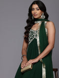 Varanga Women Green Gota Patti Zari Embroidered Yoke Long Anarkali.