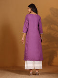 Varanga Women Chikankari Embroidered Lilac Straight Kurta