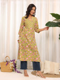 Varanga Women Ethnic Floral Printed Gota Yoke Designed Kurta