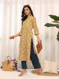 Varanga Women Ethnic Floral Printed Gota Yoke Designed Kurta