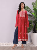 Varanga Women Thread Embroidered High Slit Kurta