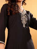 Varanga Women Black Zari & Sequin Embroidered Straight Kurta