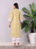 Varanga Women Paisely Printed Lace Detailed Flared Sleeve Kurta