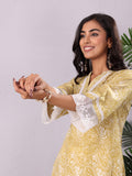 Varanga Women Paisely Printed Lace Detailed Flared Sleeve Kurta