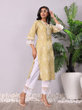 Varanga Women Paisely Printed Lace Detailed Flared Sleeve Kurta