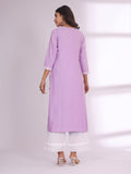 Varanga Women Chikankari Embroidered Lilac Straight Kurta