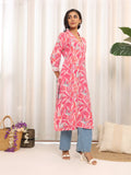 Varanga Women V Neck Tropical Printed Kurta