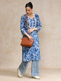 Bold Floral Printed With Lace Detailed Yoke Kurta