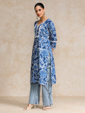 Bold Floral Printed With Lace Detailed Yoke Kurta