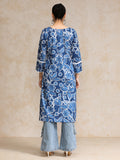 Bold Floral Printed With Lace Detailed Yoke Kurta