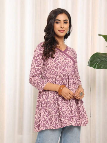Varanga Women Jaipuri Printed Angrakha Style Tunic