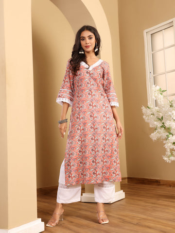 Varanga Women Ethnic Floral Printed Flared Sleeve Kurta