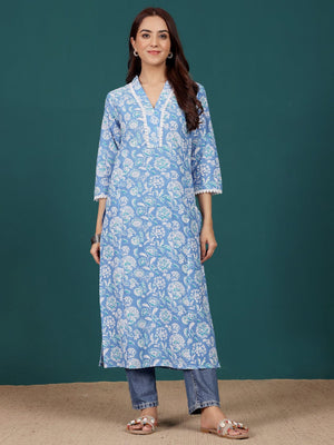 Varanga Women Floral Printed V Neck Kurta
