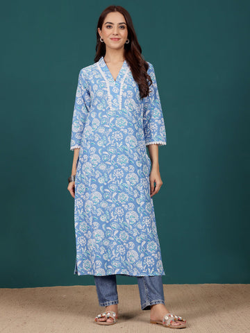 Varanga Women Floral Printed V Neck Kurta