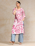 Abstract Printed V Neck Flared Sleeve Kurta