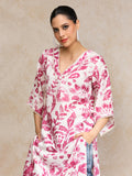 Abstract Printed V Neck Flared Sleeve Kurta