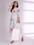 Varanga Women Floral Printed Lace Detail Straight Kurta