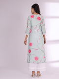 Varanga Women Floral Printed Lace Detail Straight Kurta