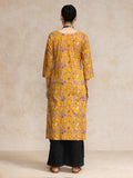 Ethnic Floral Printed With Tassel Detailing On Neck Straight Kurta