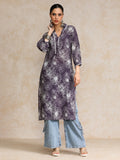 V Neck Kurta With Lace Detailing And Big Floral Print