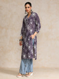 V Neck Kurta With Lace Detailing And Big Floral Print