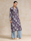 V Neck Kurta With Lace Detailing And Big Floral Print