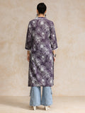 V Neck Kurta With Lace Detailing And Big Floral Print