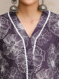 V Neck Kurta With Lace Detailing And Big Floral Print