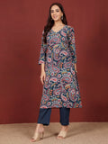 Varanga Women Paisely Printed Sequin Embroidered V Neck Kurta