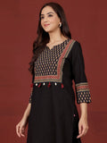 Varanga Women Jaipuri Ethnic Printed Yoke Straight Kurta