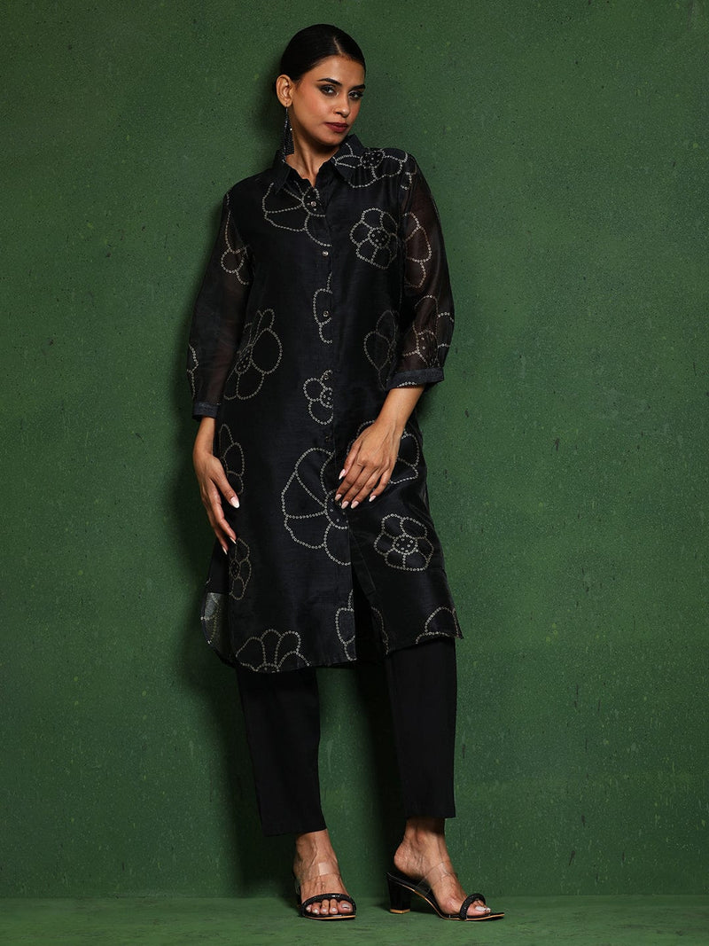 Varanga Women Premium Bandhani Floral Printed Shirt Kurta