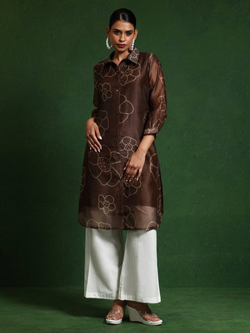 Varanga Women Premium Bandhani Floral Printed Shirt Kurta
