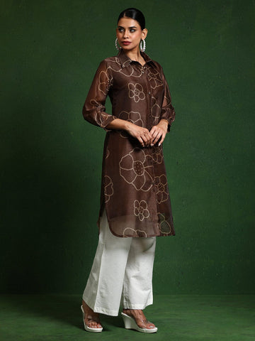 Varanga Women Premium Bandhani Floral Printed Shirt Kurta