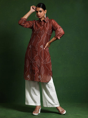 Varanga Women Premium Bandhani Floral Printed Shirt Kurta