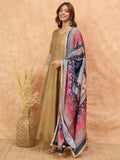 Varanga Women Shimmer Anarkali Featuring Lace-Detailed Sleeves And A Tasseled Dori at The Back Neck, Paired With a Printed Dupatta Embellished With Mirror .