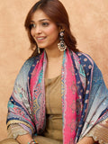 Varanga Women Shimmer Anarkali Featuring Lace-Detailed Sleeves And A Tasseled Dori at The Back Neck, Paired With a Printed Dupatta Embellished With Mirror .