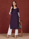 Varanga Women Floral Motif Thread Embroidered Straight Fit Kurta