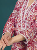 Varanga Women Paisely Printed V Neck Lace Detailed Kurta