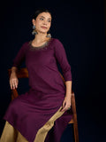 Varanga Purple Straight-Fit Kurta With Sequence Detailing