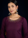 Varanga Purple Straight-Fit Kurta With Sequence Detailing