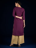 Varanga Purple Straight-Fit Kurta With Sequence Detailing