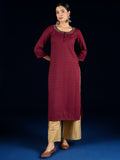 Varanga Maroon  Straight-Fit Kurta With Sequence Detailing