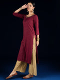 Varanga Maroon  Straight-Fit Kurta With Sequence Detailing