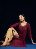 Varanga Maroon  Straight-Fit Kurta With Sequence Detailing