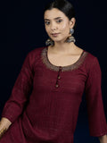 Varanga Maroon  Straight-Fit Kurta With Sequence Detailing