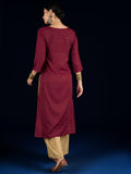 Varanga Maroon  Straight-Fit Kurta With Sequence Detailing