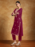 Varanga Women Floral Motif Thread Embroidered  Yoke with All over Buta Kurta