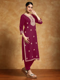Varanga Women Floral Motif Thread Embroidered  Yoke with All over Buta Kurta